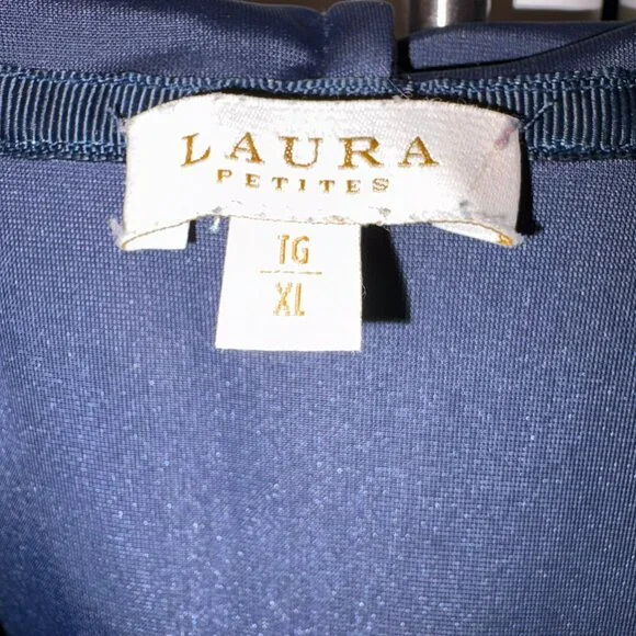 Laura Petites Velvet Hoodie in Navy Blue - Picture 4 of 7